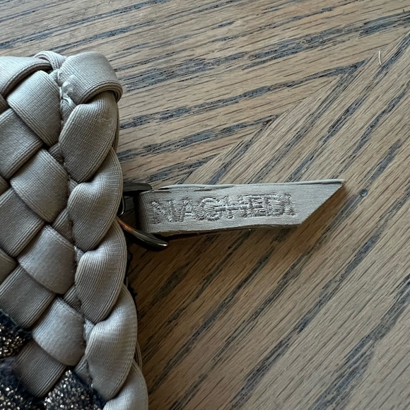 Naghedi Brown Metallic Woven Leather Pouch 8x5.5” - Picture 2 of 5